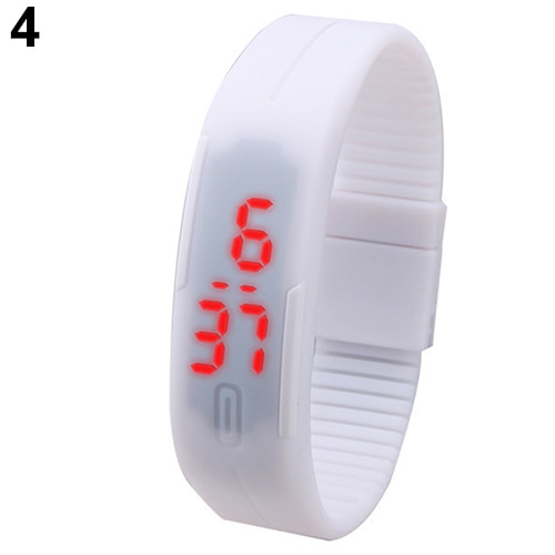 Hommes femmes montres Silicone rouge LED sport Bracelet tactile numérique montre-Bracelet électronique montres horloge directe: WHITE