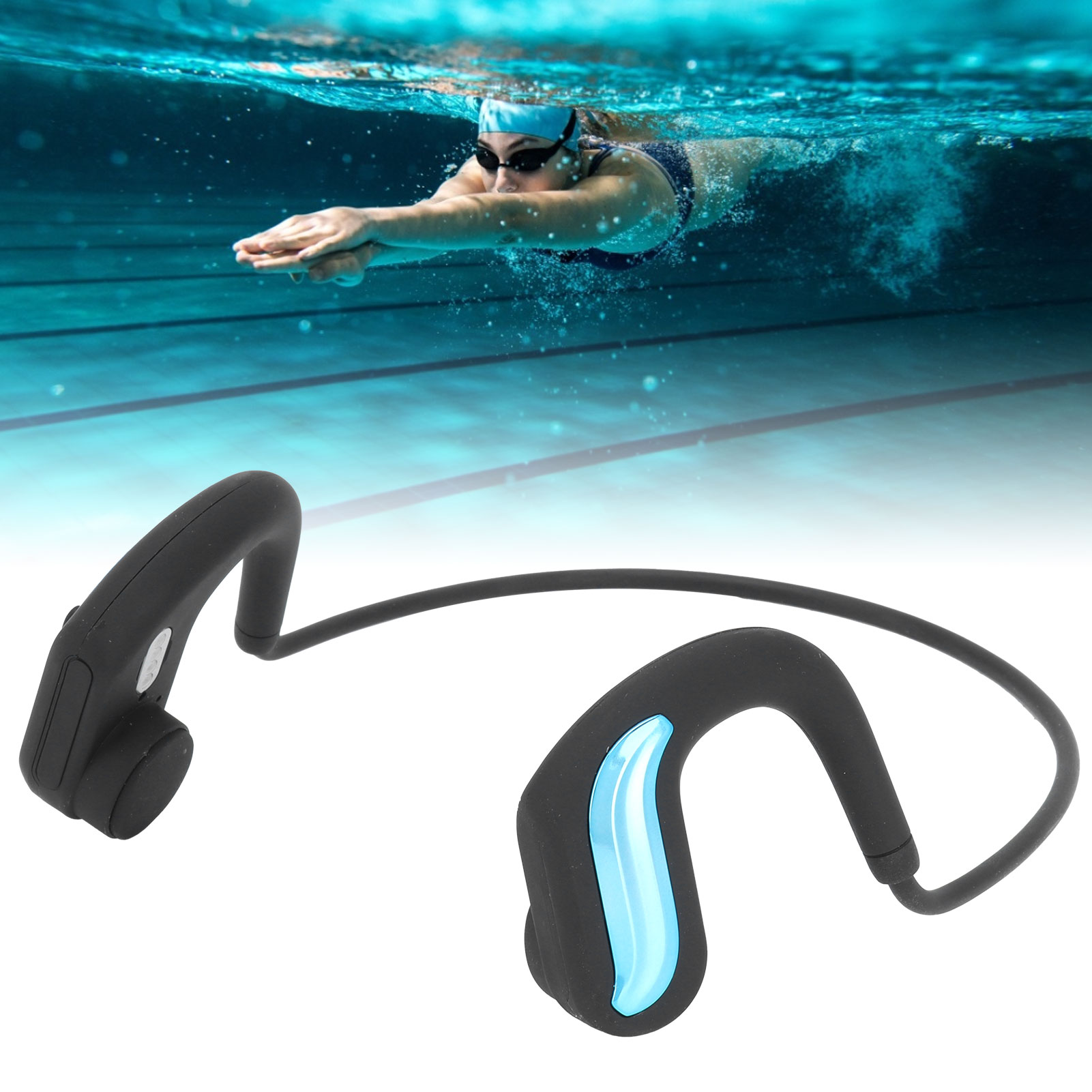 Bluetooth-hörlurar benledningshörlurar  ip68 vattentäta trådlösa bluetooth-headset för simning hörlurar simheadset