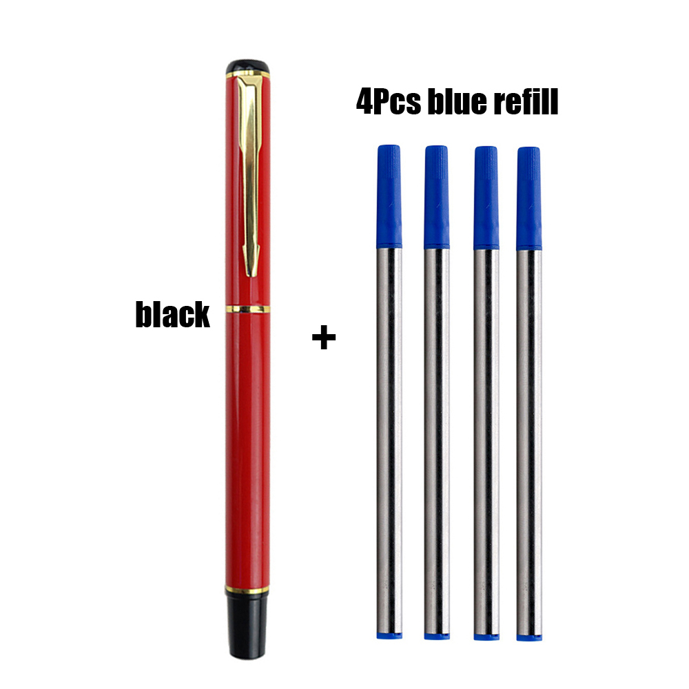 Stylo à bille de bureau en métal avec recharge, écriture fluide, encre bleue et noire, scolaire, 1 + 4 pièces par ensemble: vert clair