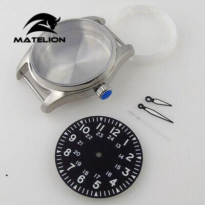 39mm sapphire glass pilot diving Watch Case black dial fit Japan NH35A NH36A MOVEMENT