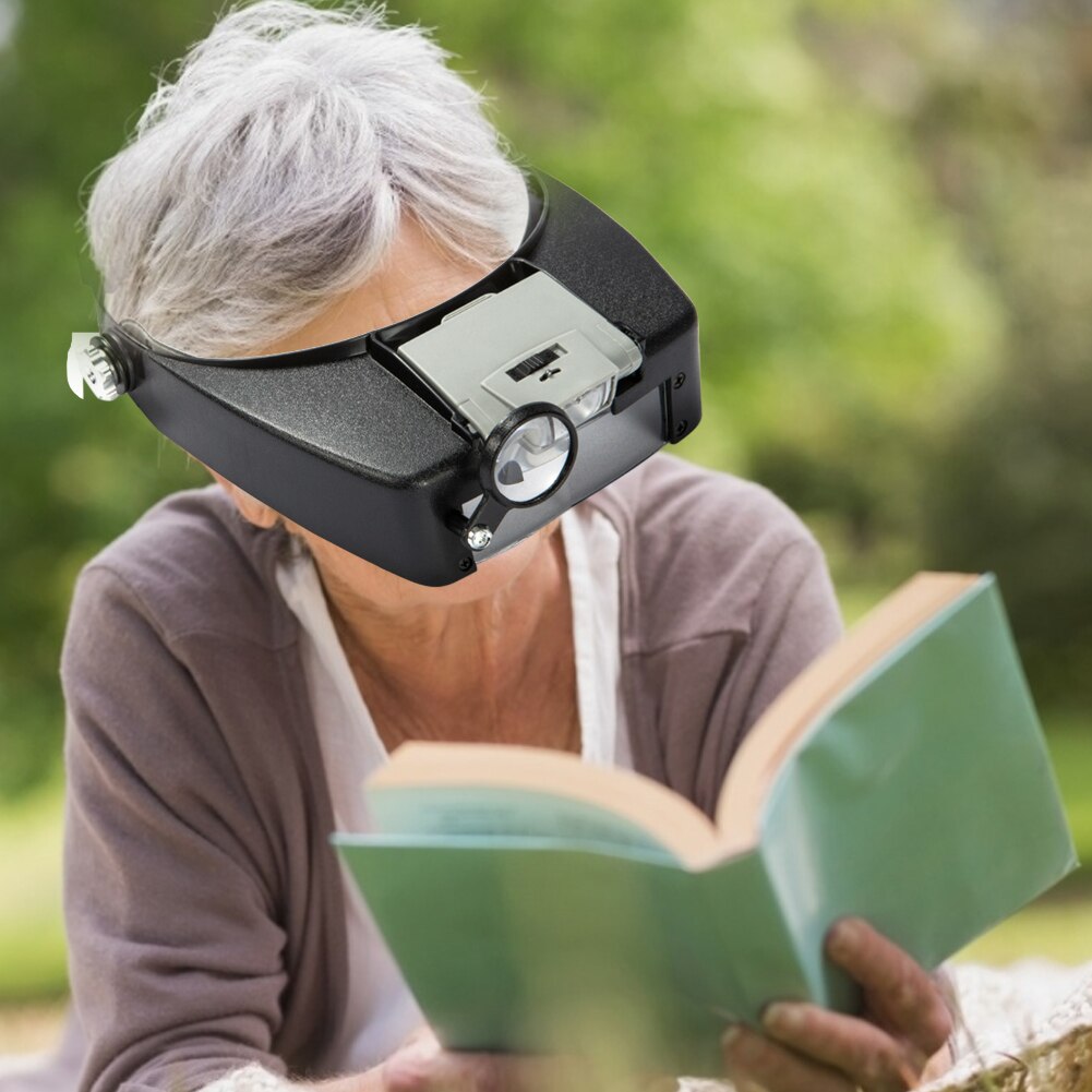 Lupa de microscopio con luz LED, lente de aumento de 1,5x 3X 6,5x 8X para casco, diadema de cristal, gafas de aumento para costura DIY o uso de reparación