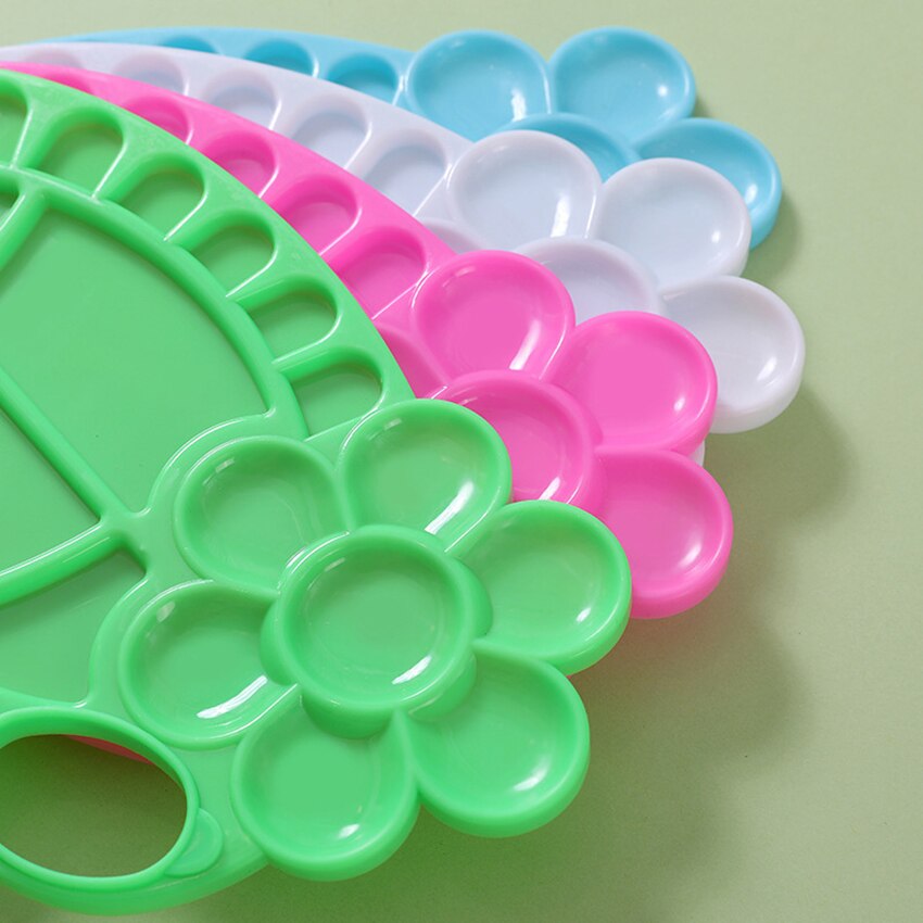 Bloem Vorm Colour Palette Kinderen Schilderen Gereedschap Plastic Verf Palet Voor Aquarel Olieverf Wit/Blauw/Roze/groen