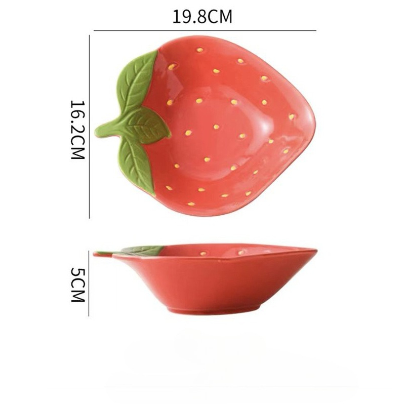 Cartoon Strawberry Shaped Ceramic Sauce Dish Tableware Fruit Sushi Dessert Cake Plates High Aesthetic Breakfast Dishes: black