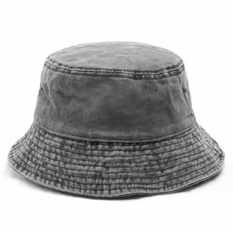 Kvinner retro denim vasket bøttehatt bomull sammenleggbar fiskerhatt menn utendørs solkrem fiske jakthatt strandhatt: Hvit