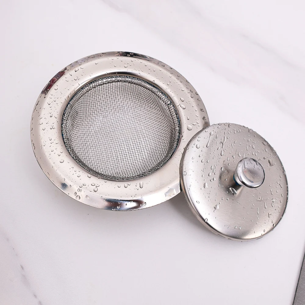 Gootsteenfilter Roestvrijstalen gaas Gootsteen Rioolzeef met deksel Vloerafvoeren Catcher Afvalafvoergatfilter voor keukenaccessoire
