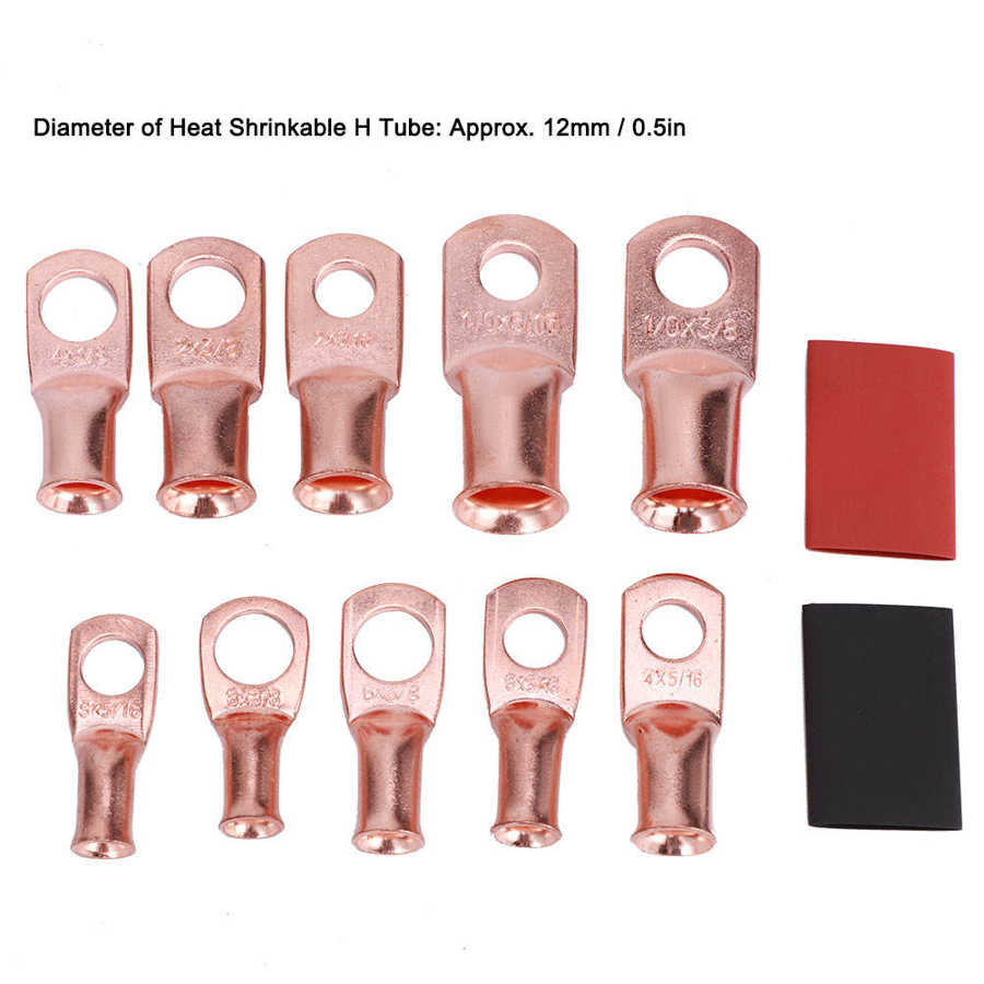 AWG Terminal Connector Cable Lug Terminal AWG Terminal Connector for household appliances 100Pcs Cable Lug Kit 12x30mm Heat