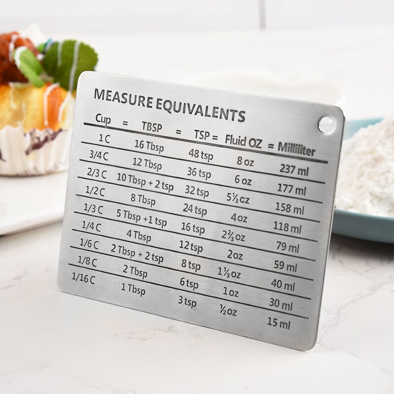 Stainless Steel Scale Plate Baking Unit Conversion Table Measuring Spoon Measuring Cup Control Ruler Baking Utensils