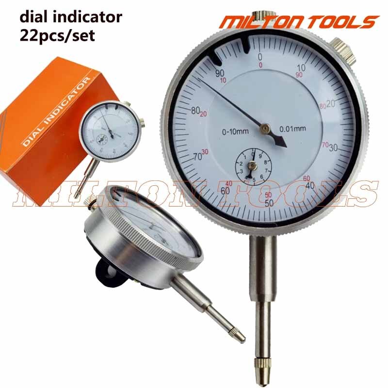10Mm Dial Indicator Gauge 22 Stks/set Staal Dial Indicator Punt Set M2.5 Draad Tip Voor Wijzerplaat &amp; Test Indicatoren