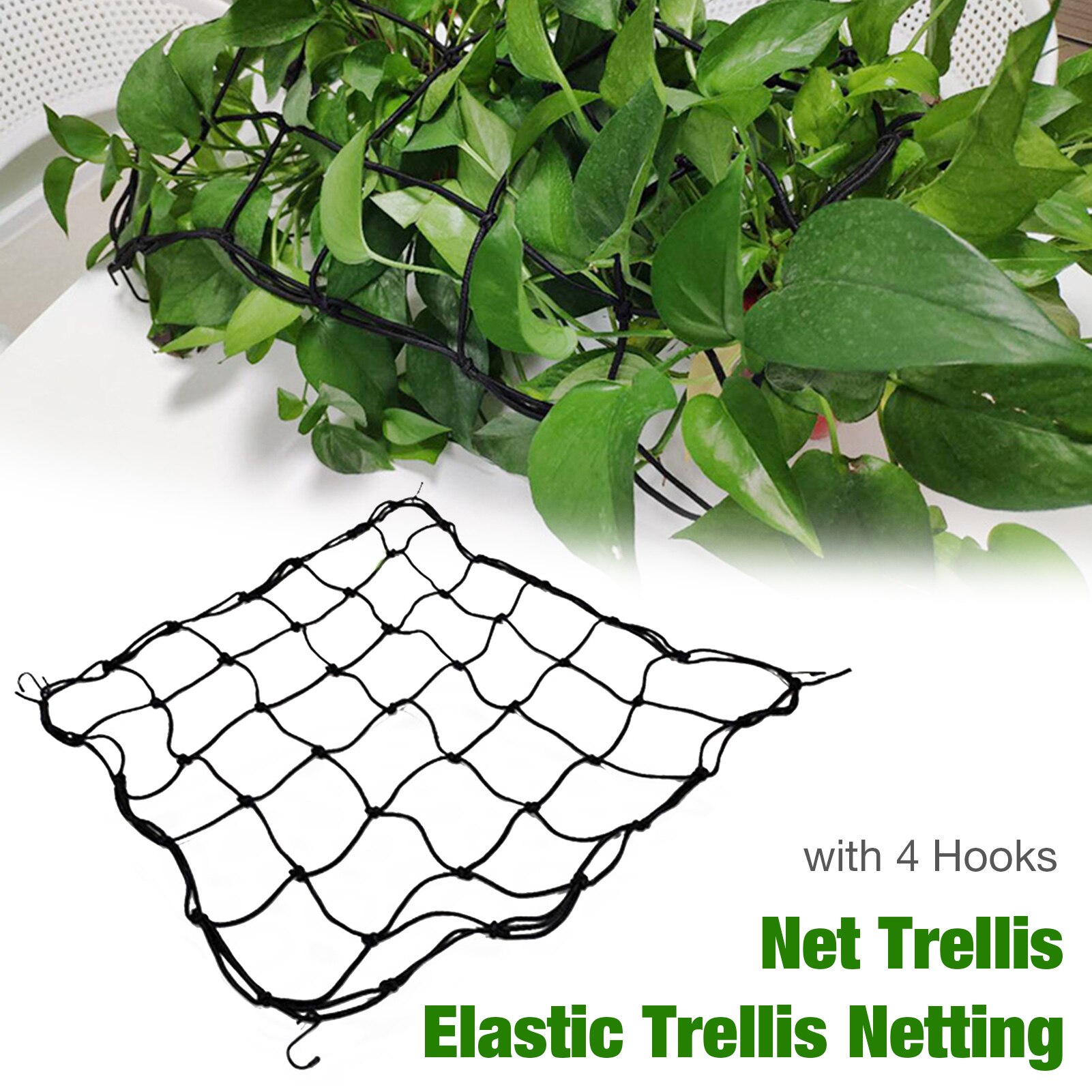 Flexible Net Trellis Elastic Trellis Netting with 4 Steel Hooks for Grow Tents Garden Botany Uniform illumination