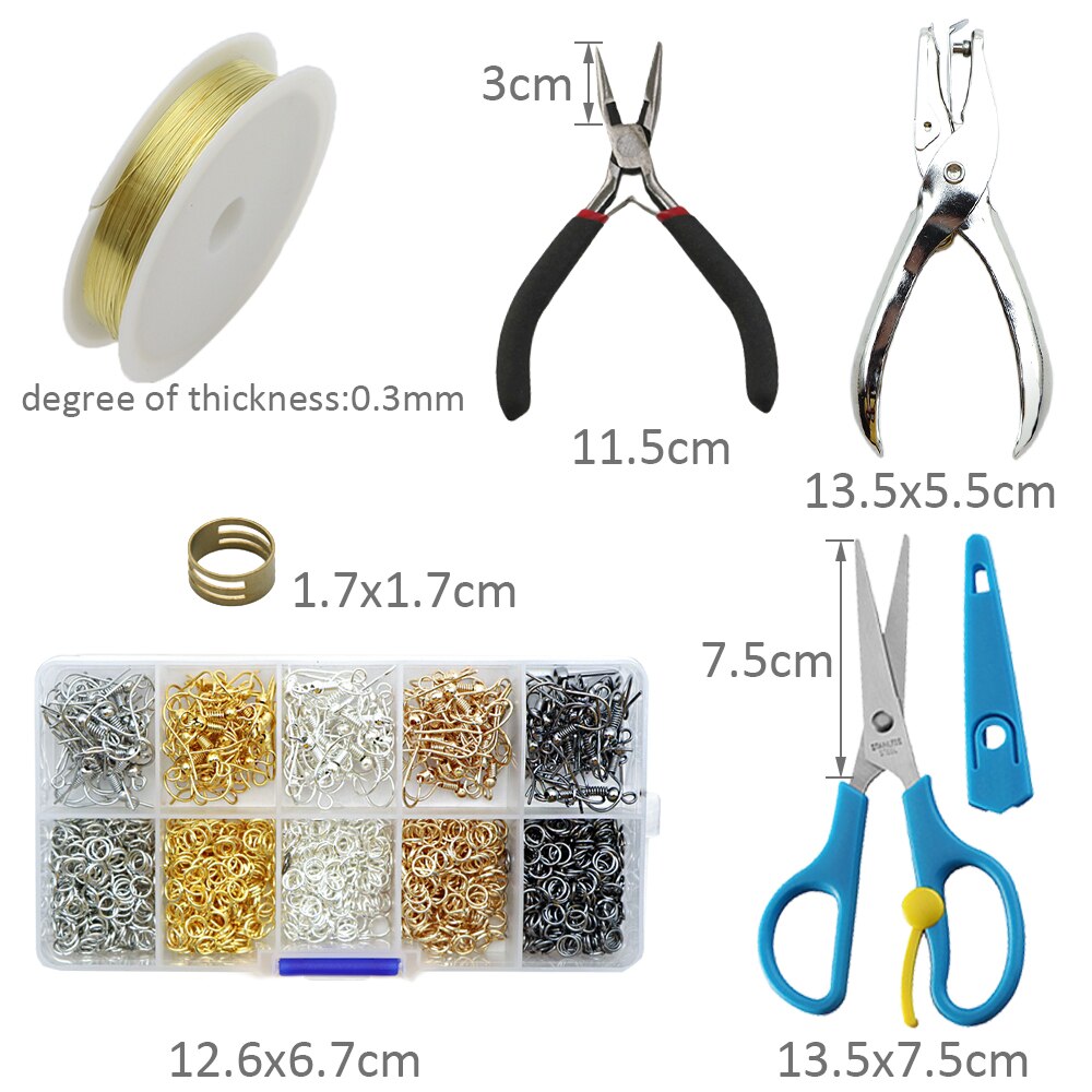 Jewelry Making Tools Kit 7 styles Accessories,Earring Hooks,Jump Rings,Plier,Scissor,Hole Puncher Tools Kit,Diy Earring,1Yc11164