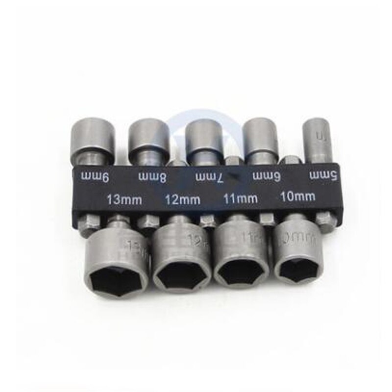 9 PCS/Set 5-13mm Nut Driver Set Hex Socket Sleeve Nozzles Wrench Set Powerful Convenient Sleeve Drill Power Tools