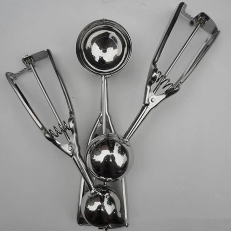 3Pcs Ice Cream Scoop Trigger Cookie Spoon Baller Melone In Acciaio Inox Pasta Cucchiaio