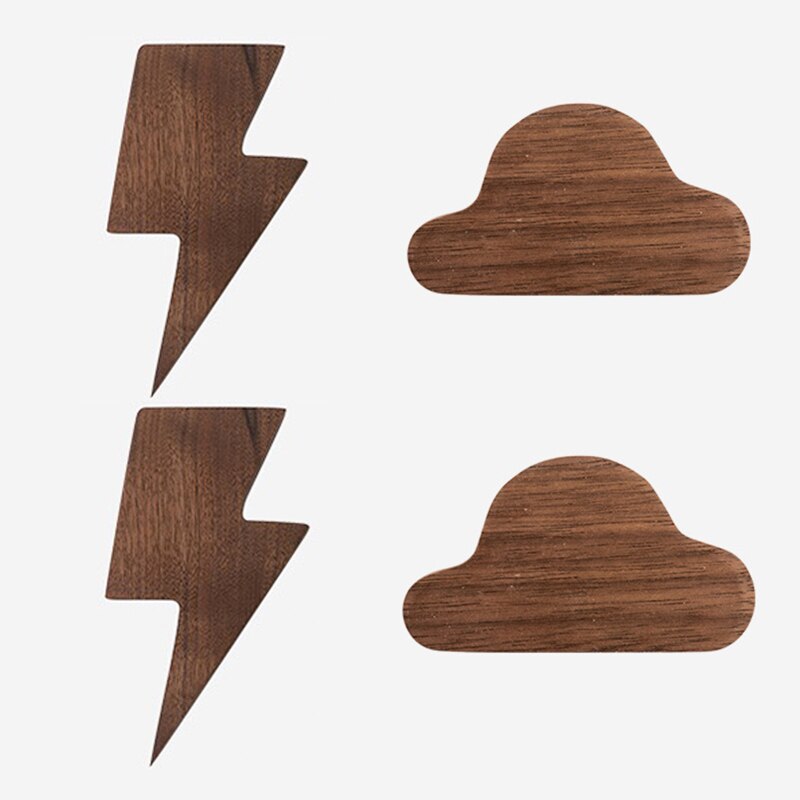 idYllife 2pc Set Wood Key Hooks Magnetic Cloud Lightening Home Decoration Wall Magnet Vestibule Keyring Holder Organization Rack