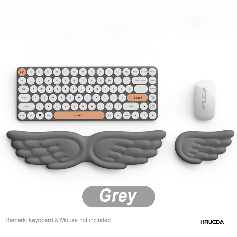 Mechanical Keyboard, Mouse, Wrist Rest, Computer Keyboard, Laptop, Angel Wing, Memory Foam, Mouse Pad Wrist Support: light green