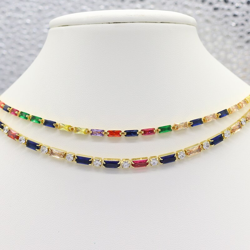 Weihnachten Regenbogen CZ Shiny Wassertropfen Choker Charme Halsketten Charming Frau Hochzeit Party Geburtstag Halsband Schmuck