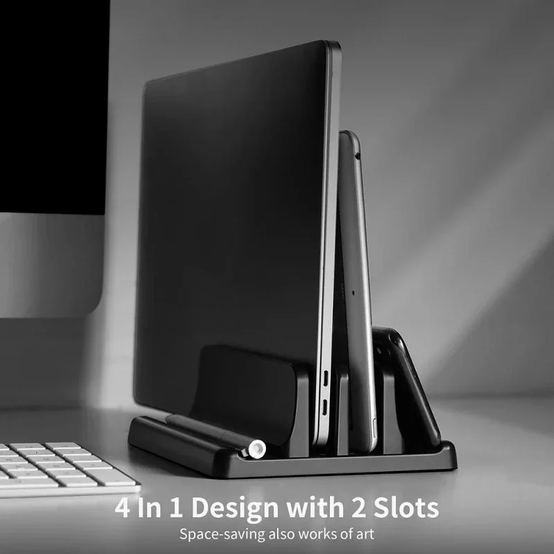 Universal Vertical Laptop Stand 3Slots Desk Laptop Holder Portable Laptop Docking Station Stand Adjustable Desktop Notebook Dock