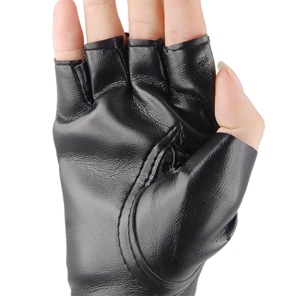 ! Guantes sin dedos, aspecto de cuero, con tachuelas, Punk Rock negro, Guay, Unisex