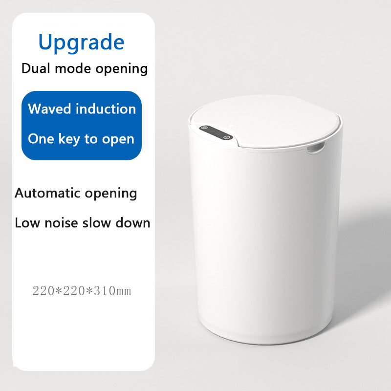 Automatische Non-Contact Smart Prullenbak Huishoudelijke Elektrische Prullenbak Keuken Badkamer Woonkamer Prullenbak Inductie: WHITE