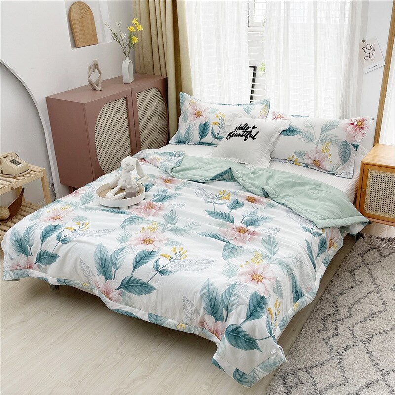 Frühling und Sommer Gewaschen Reine Baumwolle Quilt klimaanlage Dünne Bettdecke Gedruckt Haut-freundliche Sommer Quilt 200x230cm: Color 2