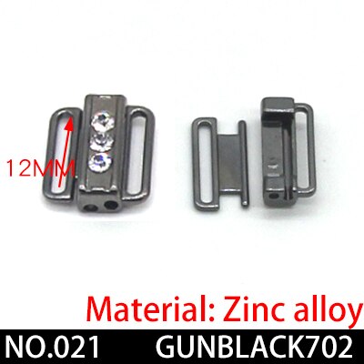 2 teile/los silber Gold Rechteck Band Verschluss Haken &Ampere; Schließe Strass bh schnalle Taille Verlängerung NäHenne Auf Kleidung Bh Clip haken: Nein021 Schwarz702 12mm