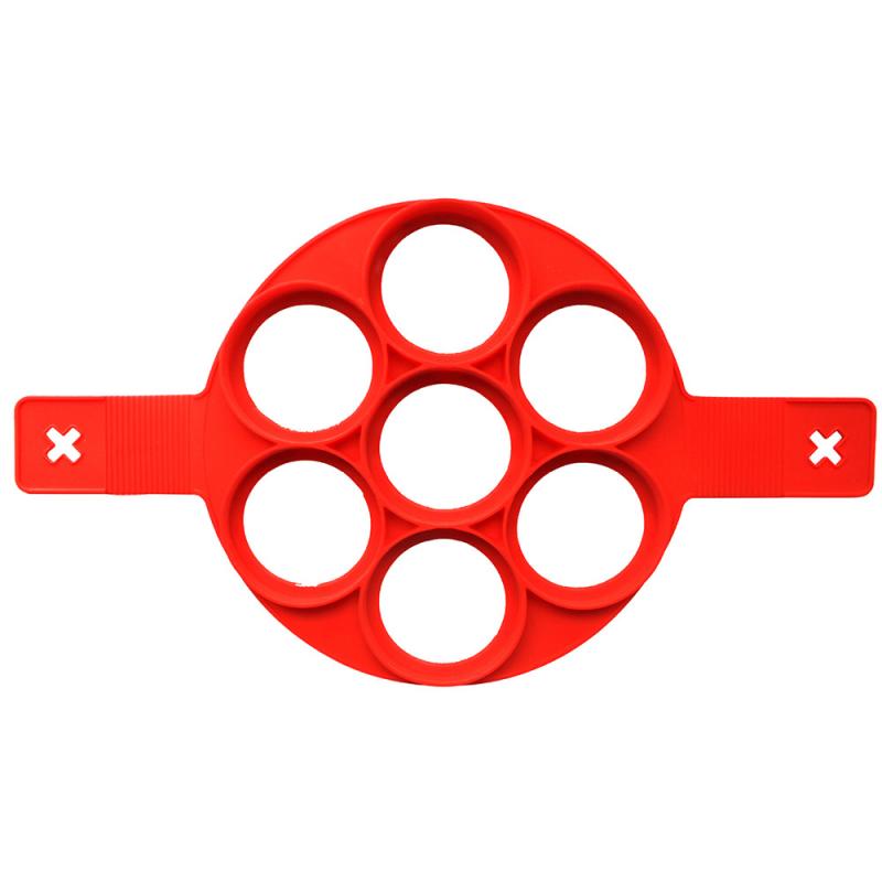 Silikon Kochen Schimmel Ei Omelette Eier Ring umdrehen Fantastisch Küche Spielereien Zubehör NonStick Pfannkuchen Hersteller Schimmel: 1PC runden rot