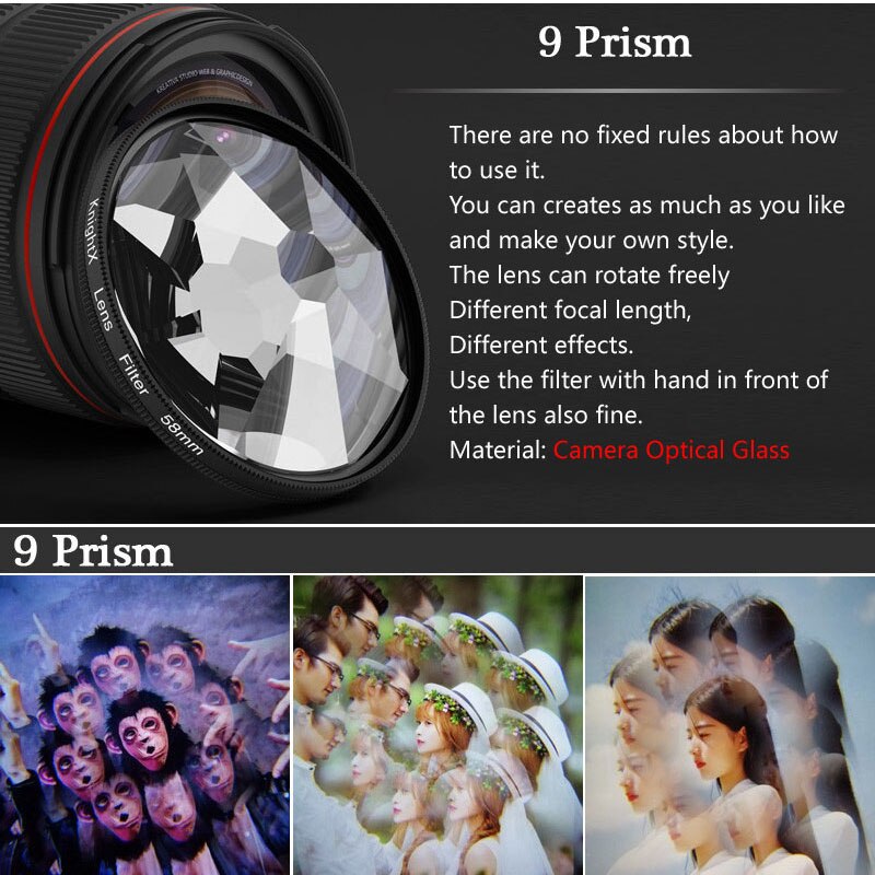 Knightx 58Mm Mobiele Telefoon Caleidoscoop Prisma Lens Filter Uv Cpl Nd Accessoires Fotografie Speciale Effecten Voor Iphone Android