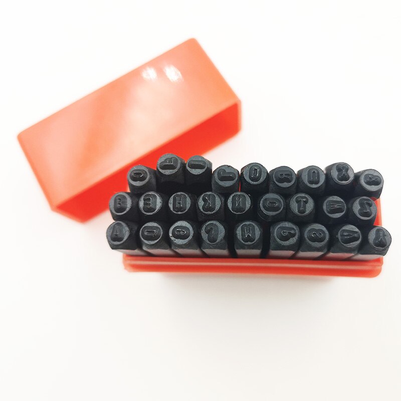 Poinçon pour cuir, outil de poinçonnage de trous de timbres fait à la main bricolage sculpture joint en acier au carbone 27 pièces/ensemble 26 lettres A-Z 2mm