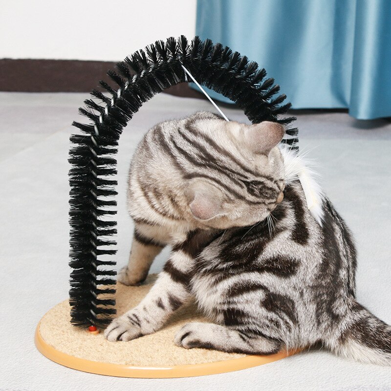 Boogkat zelftrimmer kattenkam massager verticale krabmassageborstel kattenkrab