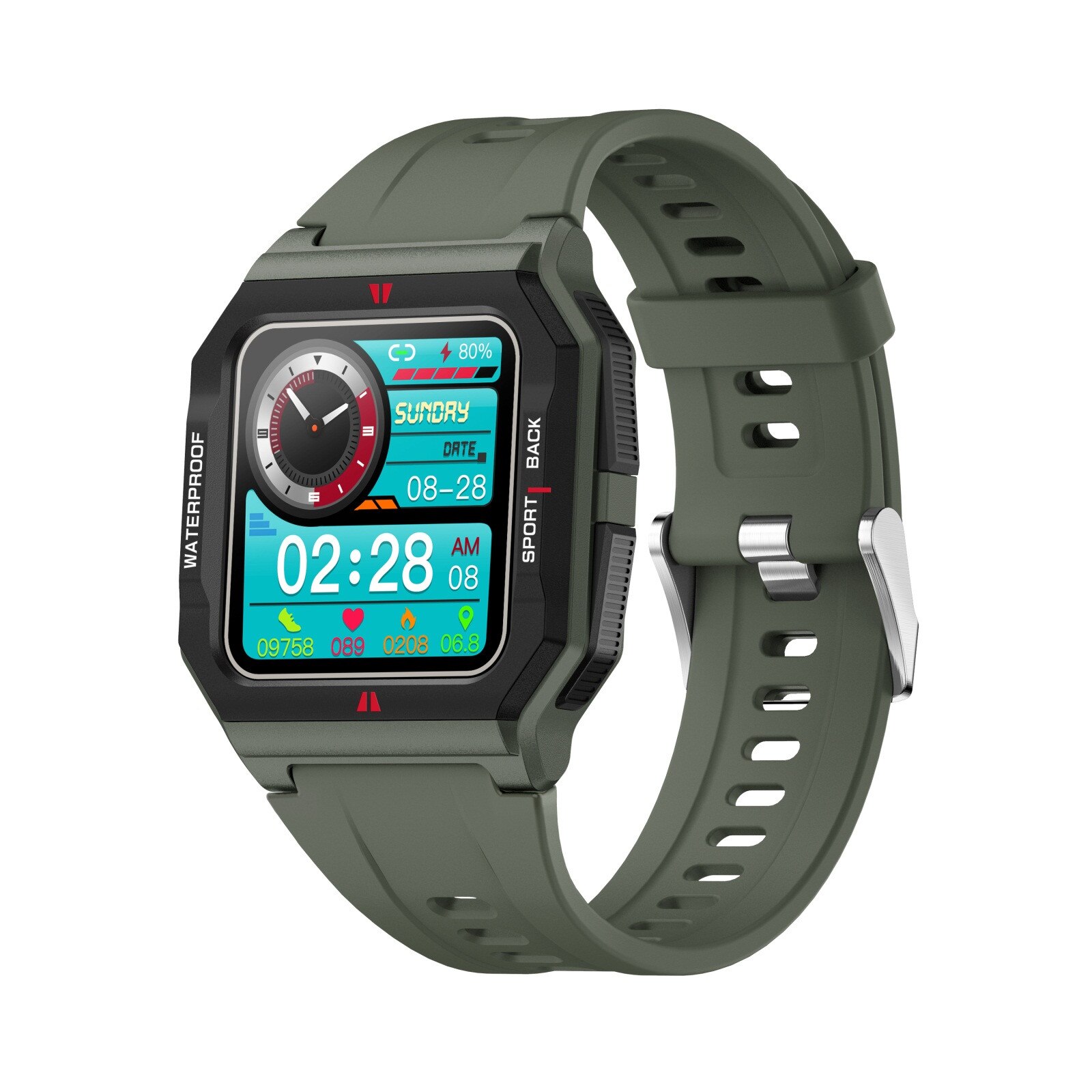 P10 Clever Uhr Männer Voller Tou-ch Herz-Bewertung Monitor Ip67 Wasserdichte Fitness Trac-ker Neo Smartwatch für Xiaomi Ios Telefon: Grün