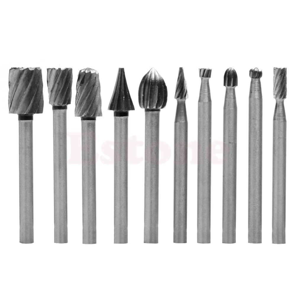 10PC/Set Rotary File Electric Grinding Polishing Head Engraving Cutter DIY Wood Tool