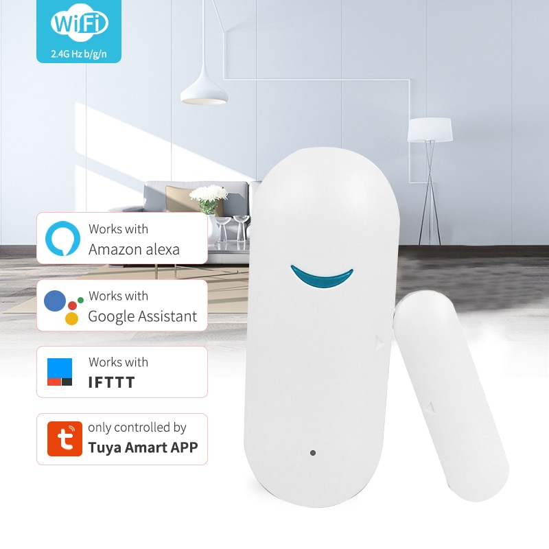 Tuya WiFi Door Sensor Smart Door Open / Closed Home Security Alarm Work with Alexa Google Home Detectors Magnetic Window Sensor