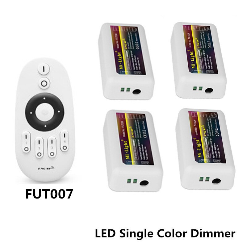 Mi Light, tira de LED de atenuación de un solo Color con 2,4G, Control remoto inalámbrico RF de 4 zonas para 3528 5050, regulador de intensidad ajustable