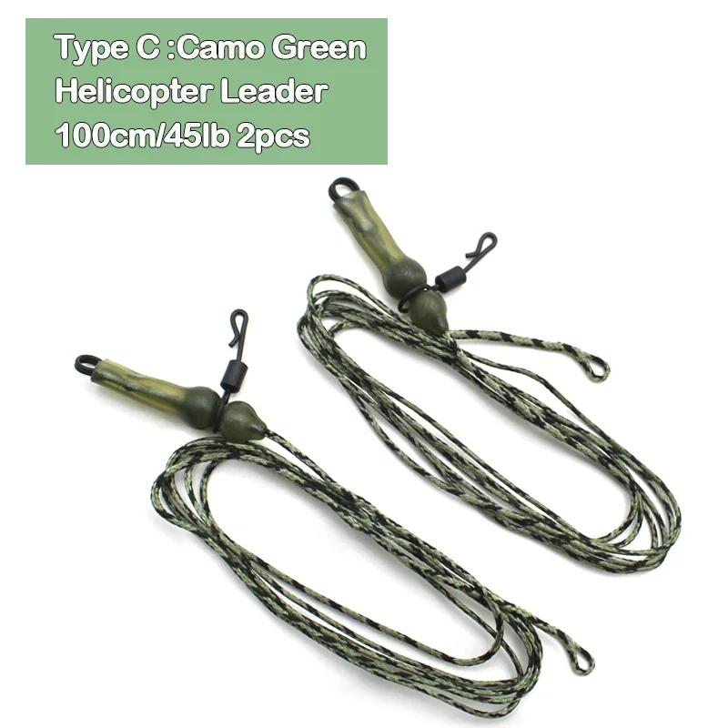 2PCS Ready Tied Leader Carp Fishing Line Leadcore Lead Clip Multi Clip Quick Change Swivel for helicopeter Rig Accessories: Red