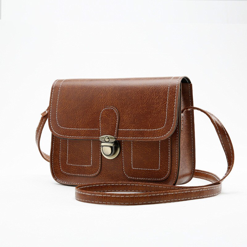 2020 nova primavera feminina sacos de moda cor sólida saco feminino atacado retro ombro mensageiro saco do telefone móvel pequeno saco: Brown