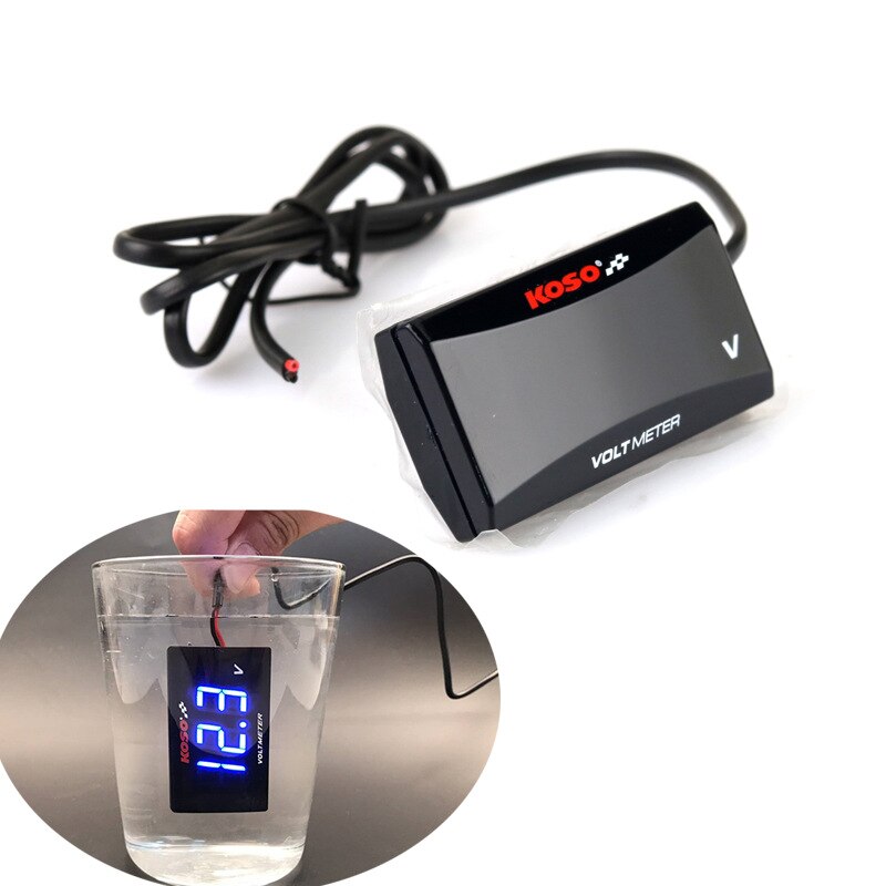 Koso-voltímetro Digital Universal para motocicleta, Mini medidor LED rectangular de voltaje, 12V