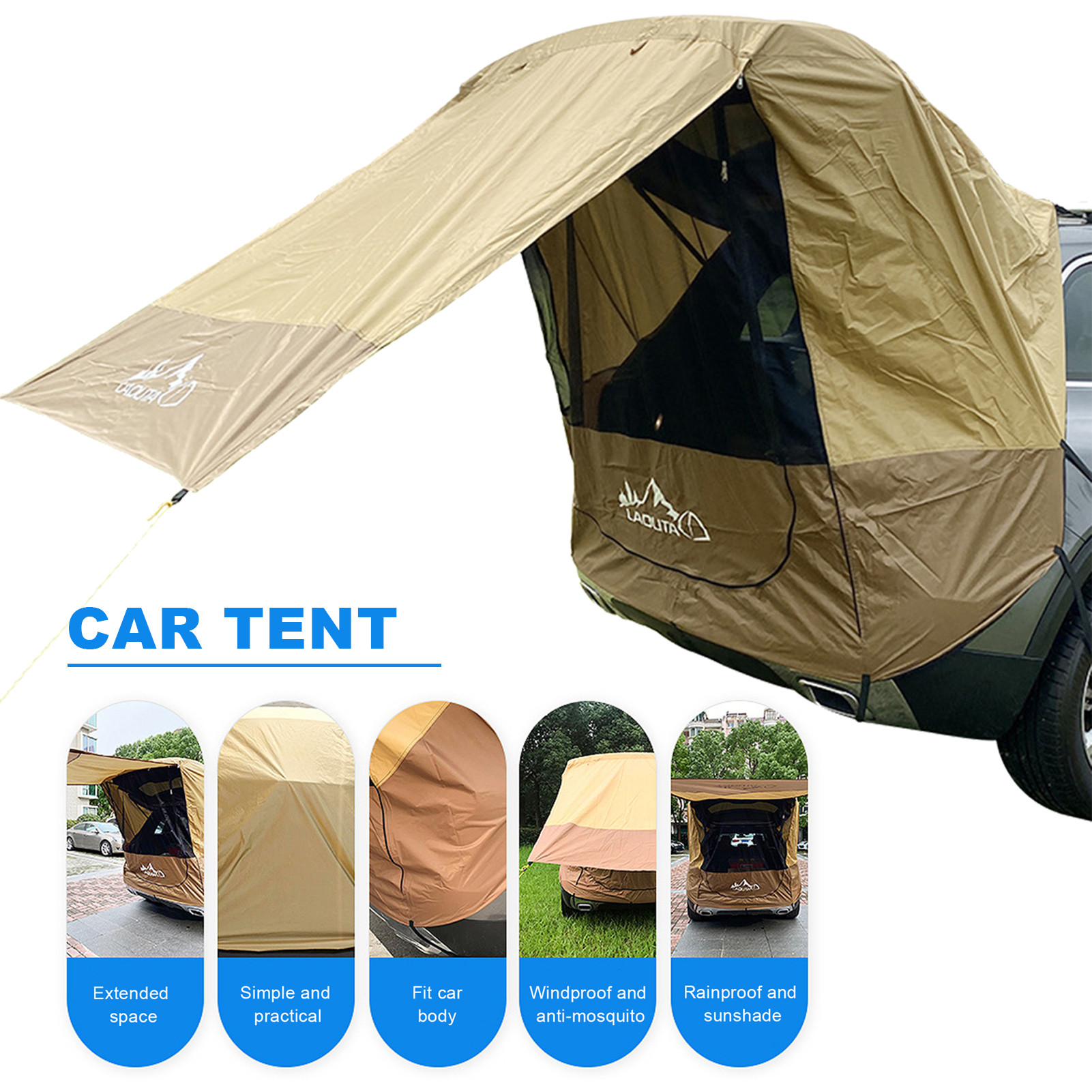 Camping Tent Kofferbak Tent Zonnescherm Regendicht Voor Pickup Achterklep Schaduw Luifel Tent Voor Auto Tour Barbecue Outdoor Toeristische Tent
