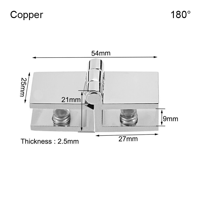 2 Pcs Glass Door Hinge Cupboard Showcase Cabinet Hinge Durable Glass Clamp Home JAN88: copper / 1 Inch