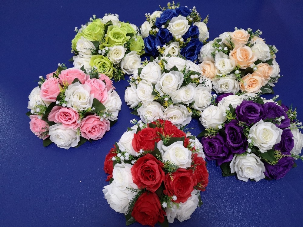 15 blomsterhoveder kunstig blomst til bryllupsfest blomsterkugle til bord centerpieces dekoration vej bly hjem dekoration