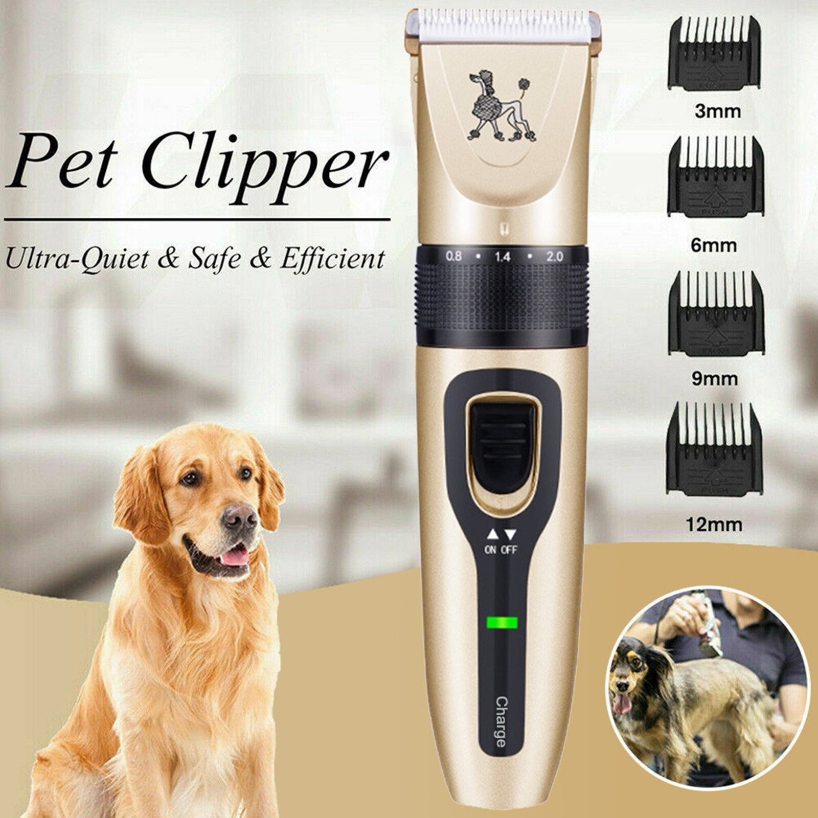 Low Noise Dog Clipper Metal Electric Quiet Home Haircut Tool Rechargeable Dog Hair Trimmer Animal Grooming Clipper