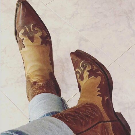 Herresko for menn pu skinn vestlige vernestøvler mannlige vinage klassiske cowboystøvler soulier homme  f211: 40
