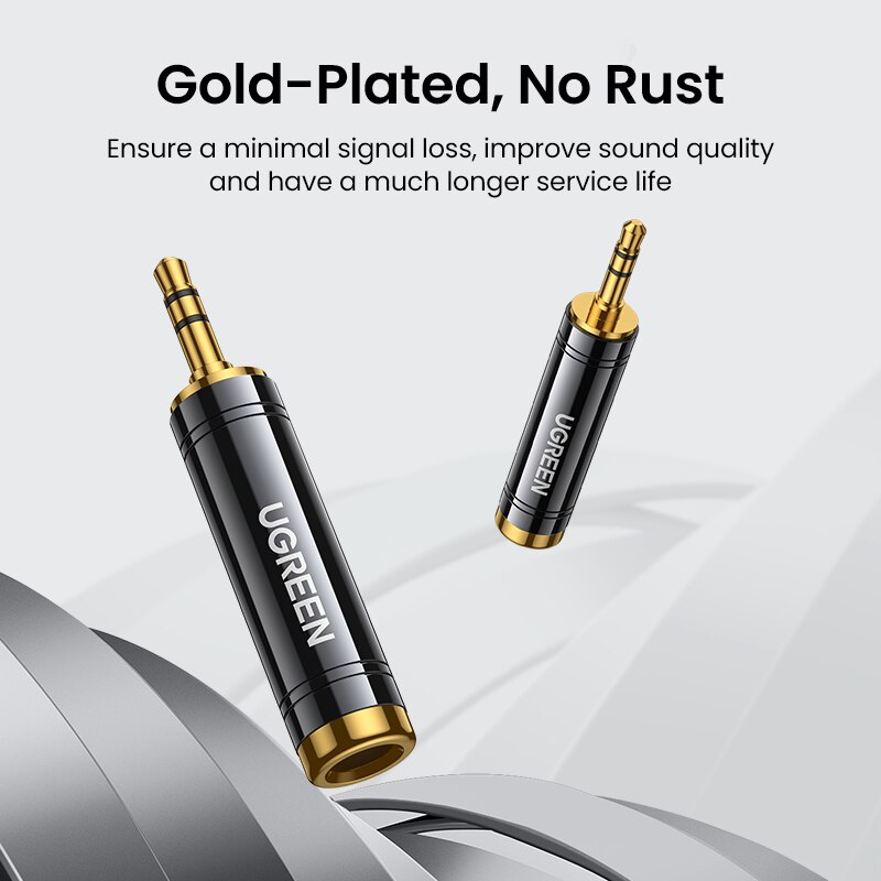 Ugreen 3.5mm til 6.5mm 6.35mm 1/4 adapter gullbelagt leie kobber 6.5mm hann til aux hunn til jack mono adapter lydkontakt