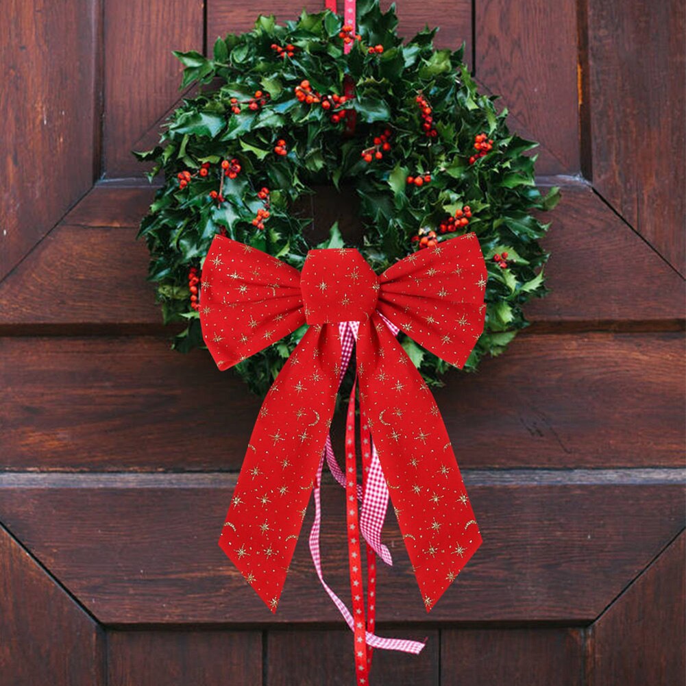 Kerstboom Decoratie Prachtige Rode Kerst Boog Kerstballen Xmas Boom Guirlande Versiering Strikje Hanger Diy Thuis Deocr