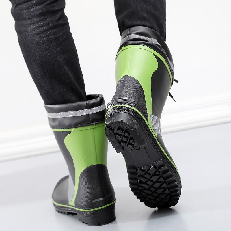 Men's Rain Boots MidCalf Rubber Men's Water Shoes Outdoor Waterproof
