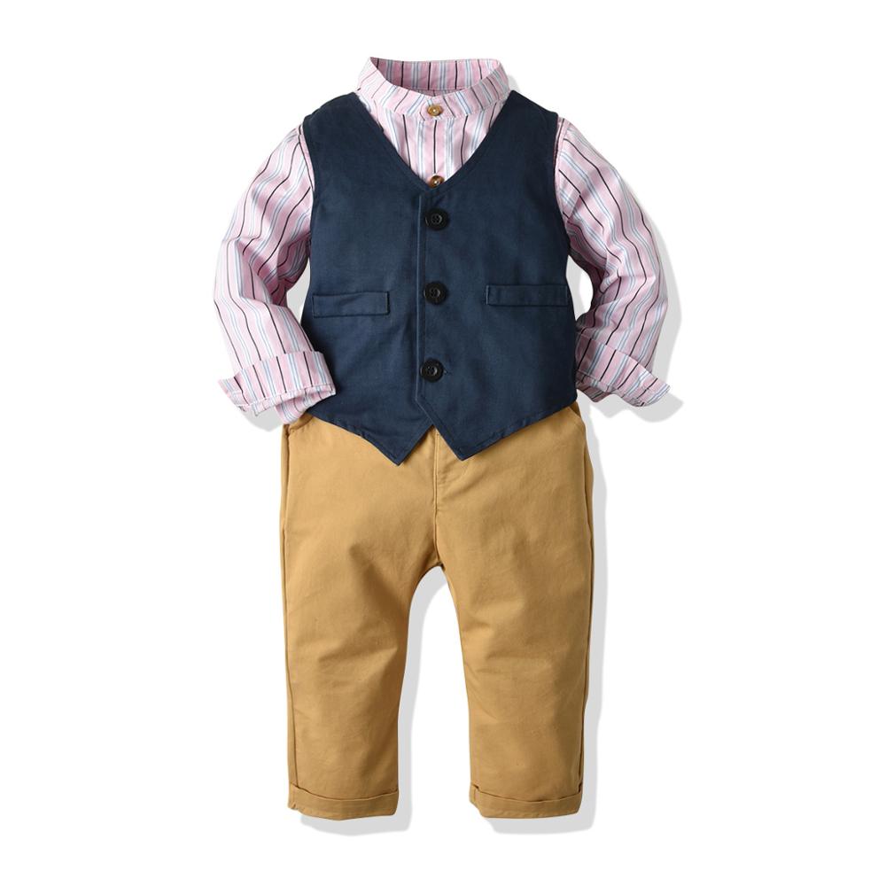 Ropa de otoño para niño, para niño, trajes para niño, chaleco + camisa + Pantalones, traje de niño de 3 uds, conjuntos de ropa de 1-6 años
