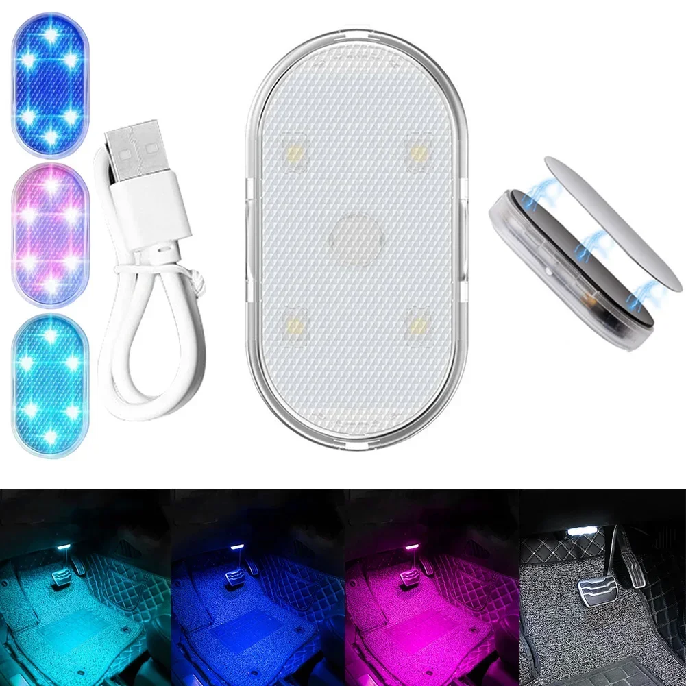 Luci a portato senza fili magnetiche per interni auto Luci a portato per interni per auto Lampada per atmosfera con accento al neon automobilistico ricaricabile tramite USB