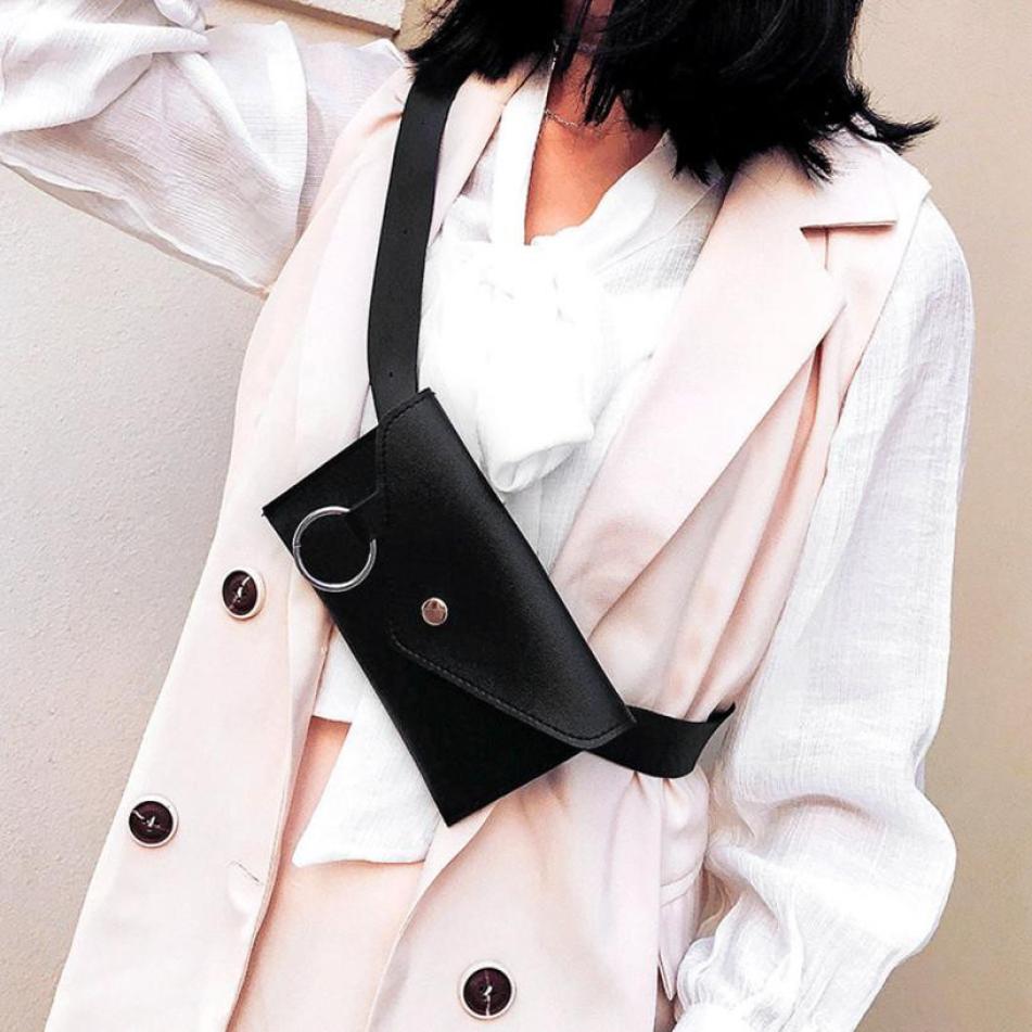Riñonera cuadrada con hebilla de cinturón de cuero para mujer, bolso para teléfono, Bolosa,