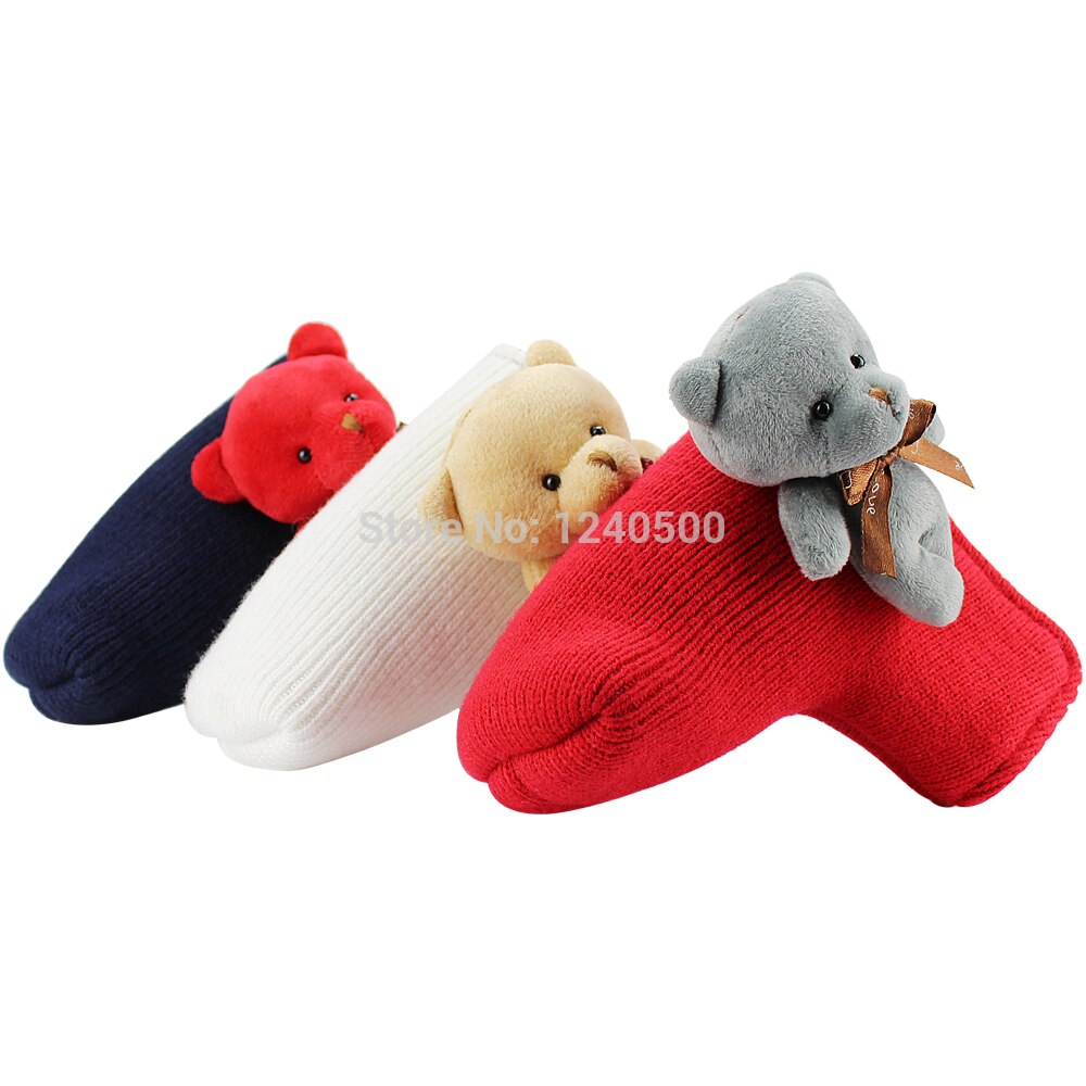 Golf Head Cover for Blade Golf Putter Cute Bear Soft Knitted Fabric Protector Cover Men Women Child Putter