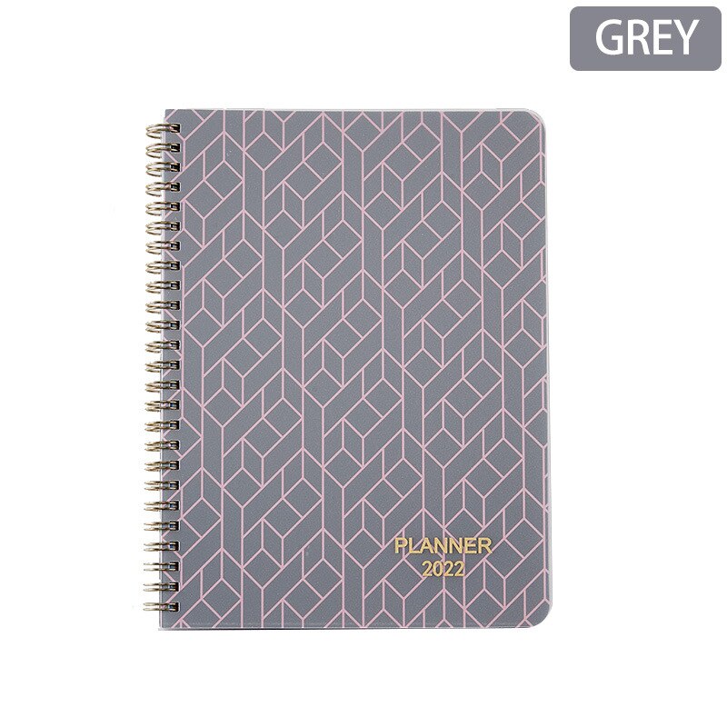 2022 A5 Planner/Calendar Notebook Diary Weekly Agenda Goal Habit Schedules Organizer Stationery For School Office Supplies: Grey