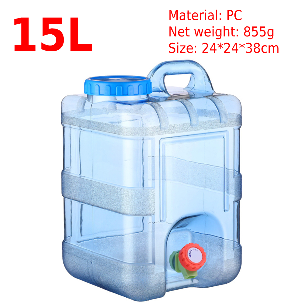 5/7.5/8/10/12/15L Capaciteit Outdoor Water Emmer Draagbare Rijden Wateater Emmer Draagbare Tank Container met Kraan Voor Camping: Zilver