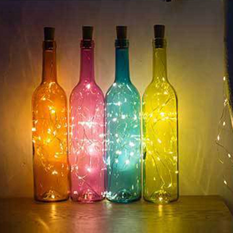 2M 20 LED Mini LED vacaciones cadena botella de luces tapón vidrio artesanal para interior exterior boda Navidad luces Led Decoración